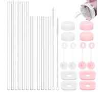 zrfgbxim 26 Pz per Stanley Cup 2.0 40 Oz/ 30 Oz Accessori: 12 Tappi a Prova di Fuoriuscite in Silicone, 12 Cannucce, 2 Spazzole per Cannucce, Tappi Anti-Perdite in Silicone Compatibili con Stanley Cup