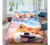 ZRHSADO happy dogcopripiumino microfibra morbida 3 Pezzi stampa 3D cerniera nascosta cute animal illustration Set Di Copripiumino con federe per cuscini traspirante for adulti Double（200x200cm）