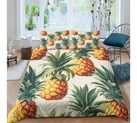 ZRHSADO Tropical fruitSet Di Copripiumino morbida microfibra 3 pezzi motivo 3D con cerniera Vintage pineapple pattern copripiumino con federe soffice ultra morbido for coppie Single（140x200cm）
