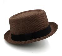 ZRHWSPD Cappello Pork Pie Cappelli da Uomo e da Donna Classici in Paglia, Cappelli da Sole Fedora, Cappellini Trilby, Cappelli Estivi da Barca, Spiaggia, Viaggi, Feste(Brown)