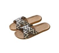ZRHWSPD Ciabatte Paglia Donna Family Soled Grass Woven Rattan Indoor Women's Non Slip Feet(Dark Grey,44-45)