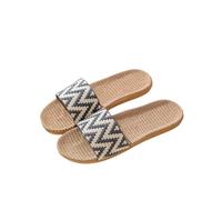 ZRHWSPD Ciabatte Paglia Donna Family Soled Grass Woven Rattan Indoor Women's Non Slip Feet(GReY,37-38)