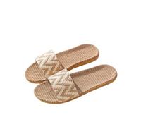 ZRHWSPD Ciabatte Paglia Donna Family Soled Grass Woven Rattan Indoor Women's Non Slip Feet(Khaki,39-40)