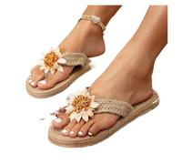 ZRHWSPD Ciabatte Paglia Donna Flat Woman Rope Beach Flip Flops Lightweight Non Slip Slides Shoe(38)