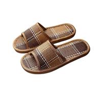 ZRHWSPD Ciabatte Paglia Donna Rattan Woven Slippers Sandals Couple Bedroom Shoes(Color 02,38-39)