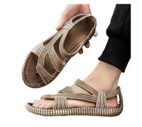 ZRHWSPD Ciabatte Paglia Donna Retro Rattan Straw Sandals Outer Wear Beach(Light brown,42-43)