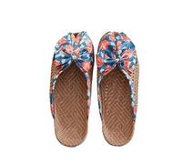 ZRHWSPD Ciabatte Paglia Donna Shoes Breathable Rattan Grass Cool Slippers Ladies(Blue,37-38)