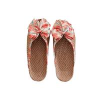 ZRHWSPD Ciabatte Paglia Donna Shoes Breathable Rattan Grass Cool Slippers Ladies(Orange,39-40)