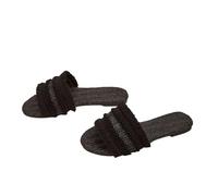 ZRHWSPD Ciabatte Paglia Donna Slides Hemp Front Toe Casual Shoes Straw Weaving(Black,40)
