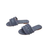 ZRHWSPD Ciabatte Paglia Donna Slides Hemp Front Toe Casual Shoes Straw Weaving(Blue,43)