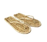 ZRHWSPD Ciabatte Paglia Donna Straw Sandals Drift Beach Perform Hand Woven Retro Shoes(39)
