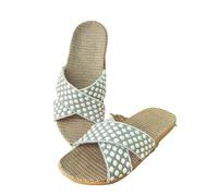 ZRHWSPD Ciabatte Paglia Donna Women Slippers Lightweight Shoes Fashion Linen Flat Sandals(GReY,40-41)