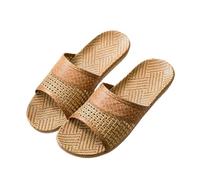 ZRHWSPD Ciabatte Paglia Donna Wooden Open Toe Silent Women Casual Rattan Grass Indoor Slippers(Khaki,45)