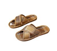 ZRHWSPD Ciabatte Paglia Donna Woven Rattan Sandals Flats Couple Breathable Cross(Color2,36-37)