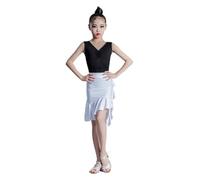 ZRHWSPD Gonna Latina Tango Dancewear Abito da Ballo Latino Estivo for Ragazze Abiti da Ballo Latino for la Pratica Abiti con Spacco Superiore Gonne Abiti da Allenamento Abiti da Ballo(Set 10,170cm)