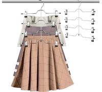 ZriEy Grucce per pantaloni salvaspazio multiple con clip, set da 3 grucce in metallo, per 4 pantaloni, con 8 clip regolabili, antiscivolo, per pantaloni/gonne antiscivolo