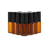 zroven 10 Pz 5ml Oli Essenziali Rullo Bottiglia Ambra Vetro Roll-on Bottiglie In Acciaio Inox Rullo Palla Olio Essenziale con 3ml Contagocce