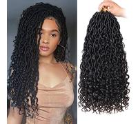 ZRQ 8 confezioni di extension per capelli boho con dread ricci sintetici, 45 cm, stile dea all'uncinetto, trecce morbide boho con punte ricci, extension per capelli