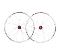 ZRQSMCX Ruote da 26 Pollici con Cuscinetti a mozzo, Freno a Disco, sgancio rapido, Ruota Anteriore e Posteriore per Mountain Bike, Cerchi a Doppia Parete (Bianco Rosso 26 Pollici)