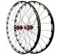 ZRQSMCX Set di Ruote da 26/27,5" 29" Mozzo 24H per Cassetta a 7, 8, 9, 10, 11, 12 velocità, con Freno a Disco e Perno Passante, Cerchio a Raggi Dritti (Rosso 26 Pollici)