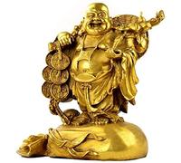 ZRQSMCX Statua Buddha Che Ride, Statuetta in Ottone, sculture buddiste, Ufficio, Decorazioni per la casa, Regali per ricchezza, Successo, inaugurazione della casa, Statuette di B,17x14x8cm(7x6x3inch)