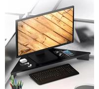 ZRQSMCX Supporto per Monitor angolare Extra Lungo, Supporto per Schermo Triangolare, Organizer in Legno per scrivania del Computer, Supporto per Rack di stoccaggio a Un Livello,Black