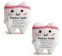 ZRUEWOT 2Pcs Regalo per fata dei denti, dolce e fatto a maglia, con denti positivi, portafortuna positivi per esami e denti, divertente decorazione per ufficio, regalo per donne e bambini