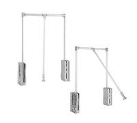 Zruyeui Appendiabito Saliscendi, Sollevatore per Guardaroba da 550-1200 mm, Forte capacità di carico di 30 kg, Sistema di stoccaggio con grucce telescopiche,890-1200mm,Silver