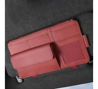 ZRVXTISX Organizzatore Visiera Parasole Auto per MG HS 2018-2023, Organizer Aletta Parasol Porta Carte Patente Clip Portaocchiali Borsa Portaoggetti,B/Red