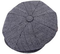 ZRWASKA® Cappellini piatti da uomo UK 8 pannelli Peaky Flat Baker Boy Cappelli in lana - Gatsby Tweed Tessuto di lana stile Newsboy Donna Baker 1920s Cappello piatto da uomo tinta unita a spina di