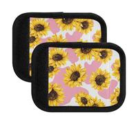 ZRWLUCKY 2 involucri antiscivolo per maniglie dei bagagli, girasoli, fiori, mucca, rosa, antiscivolo, per valigie, valigie, adesivi per valigie, Girasoli Fiore Mucca Rosa, 1 sizex2, Stampa