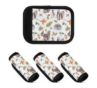 ZRWLUCKY 4 coperture per maniglie dei bagagli, in neoprene, con piante, foglie e animali, per valigie