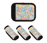 ZRWLUCKY 4 involucri per maniglie dei bagagli, graziosi fiori colorati rustici comodi accessori per bagagli adesivi per bagagli adulti per borse con manico