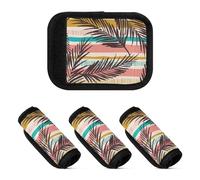 ZRWLUCKY 4 involucri per maniglie dei bagagli, verde oro tropicale foglie di piante tropicali comode per bagagli adesivi per bagagli adulti per custodia da viaggio