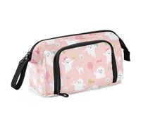 ZRWLUCKY astuccio per matite Borse di grande capacità con cerniera Forniture scolastiche portatili per ragazze adolescenti per uomo carino fantasmi rosa boo gatto Halloween