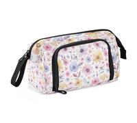 ZRWLUCKY Astuccio portamatite di grande capacità con cerniera, astuccio extra large per infermiere, fiori e foglie, shabby chic, Fiori Foglie Shabby Chic, Taglia unica, Cartoni