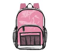 ZRWLUCKY Bambini Trasparente Zaini Per La Scuola Trasparente Zaino Per Gli Adolescenti Trasparente PVC Borse Pesca, Pesca Calda, Taglia Unica, Pesca Calda, Taglia Unica, Pesca calda, One Size