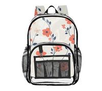 ZRWLUCKY Bambini Trasparente Zaini Per La Scuola Trasparente Zaino Per La Scuola Superiore Per Gli Adolescenti Trasparente Trasparente Trasparente Heavy Duty Zaino Bellissimi Fiori Beige e Arancione