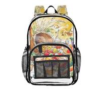 ZRWLUCKY Bambini Trasparente Zaino Per La Scuola Trasparente Zaino Scuola Superiore Per Gli Adolescenti Trasparente PVC Trasparente Sacchetto Vegetale, Modello Verdure, Taglia Unica, Modello Verdure