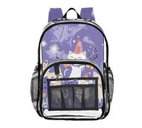 ZRWLUCKY Bambini Zaini Trasparente Zaini Per La Scuola Bambini Per Le Ragazze Trasparente PVC Borse Gatti Festa Viola, Gatti Partito Viola, Taglia Unica, Gatti Party Viola, Taglia Unica, Cats Party