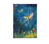 ZRWLUCKY Bandiera da giardino blu profondo con lucciola e notte 12 x 18 pollici bandiere da giardino di benvenuto su due lati per cortile, casa, piccole bandiere di decorazione del prato