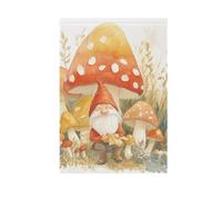 ZRWLUCKY - Bandiera da giardino con gnomo e funghi rossi da 12 x 18 pollici, bandiere da giardino di benvenuto su due lati per cortile esterno, casa, piccole bandiere di decorazione di prato e patio