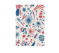 ZRWLUCKY Bandiera da giardino con sfondo di fuochi d'artificio rossi, blu, beige, 12 x 18 pollici, bandiere da giardino di benvenuto su entrambi i lati, per cortile, casa, piccole bandiere