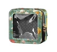 ZRWLUCKY Beauty case con fiori colorati primaverili color foglia di tè trasparente borsa da toilette organizer per il volo, fiori colorati primavera verde acqua, Primavera Fiori Colorati Teal