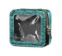 ZRWLUCKY Beauty case da viaggio con onde astratte turchesi carino borsa da viaggio trasparente borsa da toilette portatile organizer per il viaggio, Astratto Onde Turchese