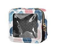 ZRWLUCKY Beauty case trasparente con foglie di campagna, colore bianco, organizer portatile per il trucco, per volare, foglie di campagna bianche, Country Leaf Bianco