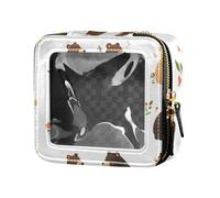 ZRWLUCKY Beauty case trasparente con orso marrone e pianta, con cerniera, organizer per donne, orso marrone e pianta bianca, Orso bruno e pianta bianca