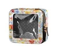 ZRWLUCKY Beauty case trasparente da viaggio con motivo a fiori e stella alpina, borsa organizer per smalto per unghie, borsa da viaggio, fiori stella alpina Boho