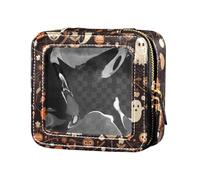 ZRWLUCKY Beauty case trasparente impermeabile con mostri carini di Halloween, piccola borsa per cosmetici per viaggi, simpatici mostri di Halloween, Carino Mostri Hallowmas