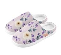 ZRWLUCKY Beauty Flowers Rustico Viola Uomo Donna Casa Pantofola con Memory Foam Fuzzy Slipper Accogliente Camera da Letto Scarpe, Fiori Rustico Viola, 3/4 UK Men/ 4/5 UK Women Wide